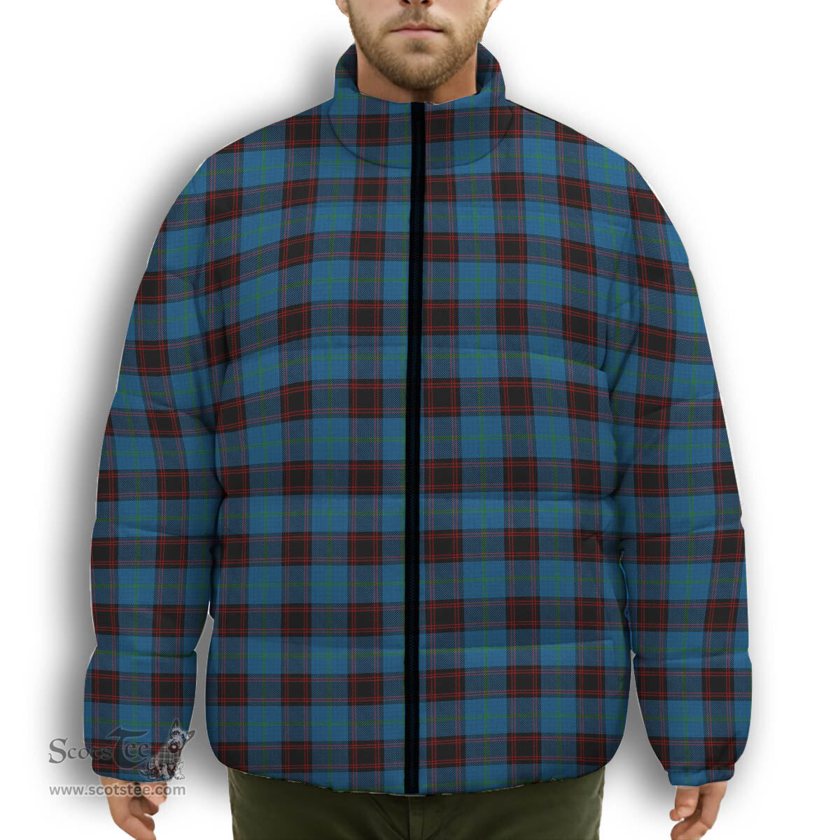 ScotsTee Shop Scottish Home Clans Originaux Premium Tartan Collar Down Jacket Winter White Duck Down Plaid