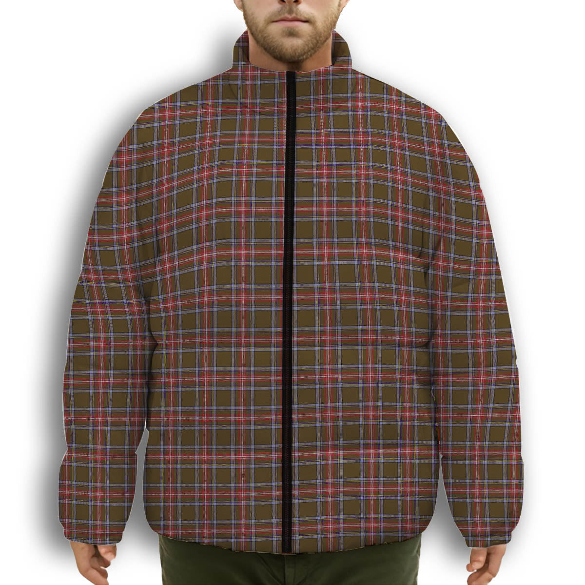 ScotsTee Shop Scottish Sellers Premium Tartan Collar Down Jacket Winter White Duck Down Plaid