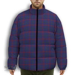 ScotsTee Shop Scottish Lynch Premium Tartan Collar Down Jacket Winter White Duck Down Plaid