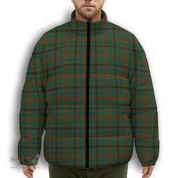 ScotsTee Shop Scottish MacDonagh Premium Tartan Collar Down Jacket Winter White Duck Down Plaid