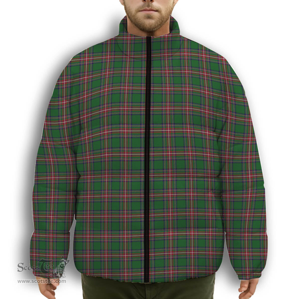 ScotsTee Shop Scottish Seller Premium Tartan Collar Down Jacket Winter White Duck Down Plaid
