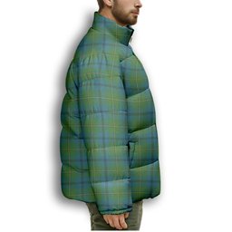 ScotsTee Shop Scottish Johnstone Ancient Premium Tartan Collar Down Jacket Winter White Duck Down Plaid