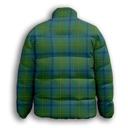 ScotsTee Shop Scottish Johnstone Ancient Premium Tartan Collar Down Jacket Winter White Duck Down Plaid
