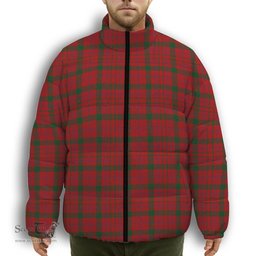 ScotsTee Shop Scottish MacDonell of Keppoch Modern Premium Tartan Collar Down Jacket Winter White Duck Down Plaid