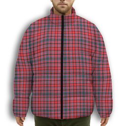 ScotsTee Shop Scottish Pitblado Premium Tartan Collar Down Jacket Winter White Duck Down Plaid