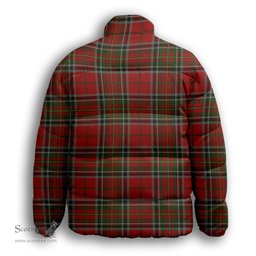 ScotsTee Shop Scottish Stewart of Galloway Premium Tartan Collar Down Jacket Winter White Duck Down Plaid