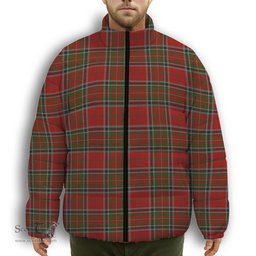 ScotsTee Shop Scottish Stewart of Galloway Premium Tartan Collar Down Jacket Winter White Duck Down Plaid