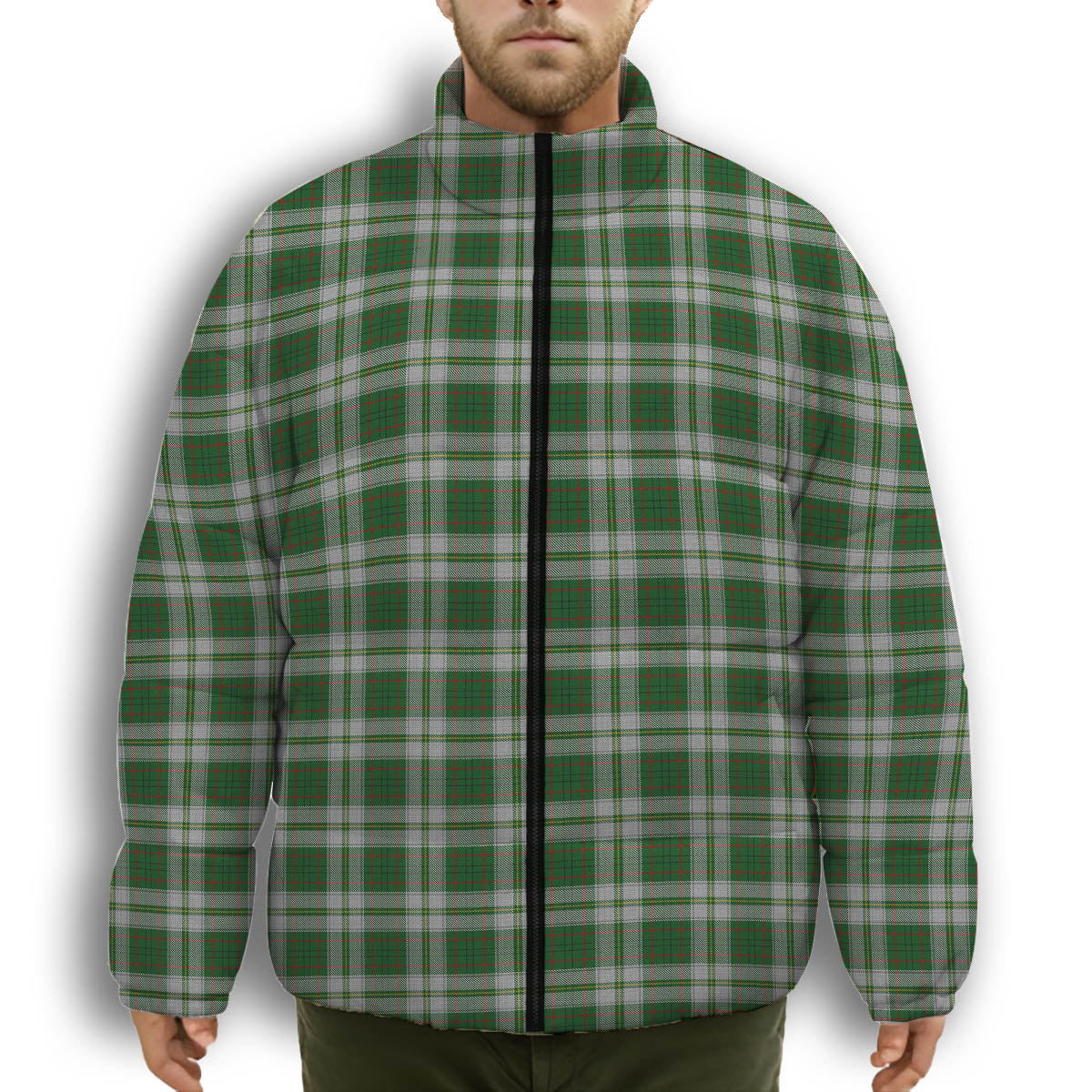 ScotsTee Shop Scottish Tailyour Dress Premium Tartan Collar Down Jacket Winter White Duck Down Plaid