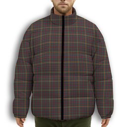 ScotsTee Shop Scottish Hall Modern Premium Tartan Collar Down Jacket Winter White Duck Down Plaid