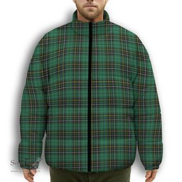 ScotsTee Shop Scottish MacAlpin Ancient Premium Tartan Collar Down Jacket Winter White Duck Down Plaid