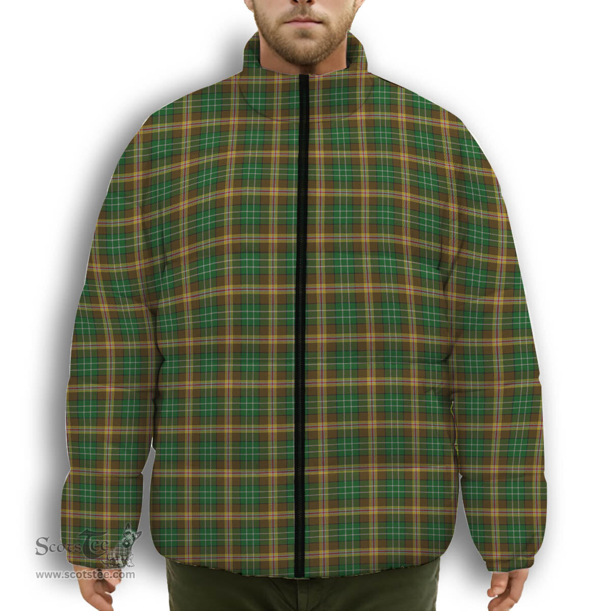 ScotsTee Shop Scottish McShane Premium Tartan Collar Down Jacket Winter White Duck Down Plaid