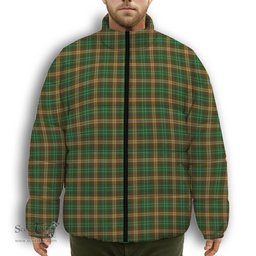 ScotsTee Shop Scottish McShane Premium Tartan Collar Down Jacket Winter White Duck Down Plaid