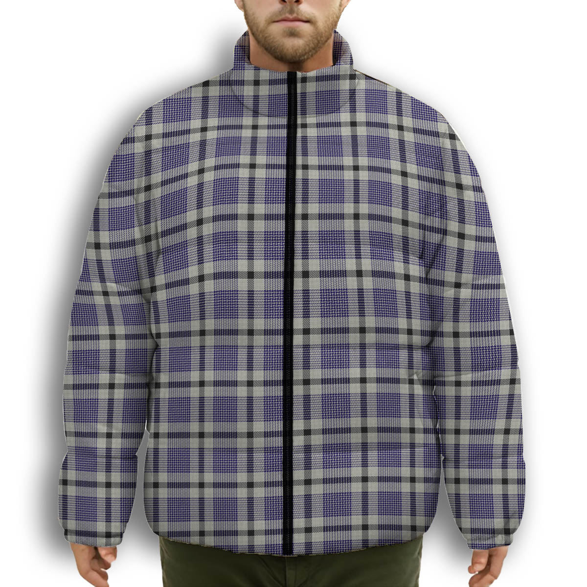 ScotsTee Shop Scottish Hanna Bible Premium Tartan Collar Down Jacket Winter White Duck Down Plaid