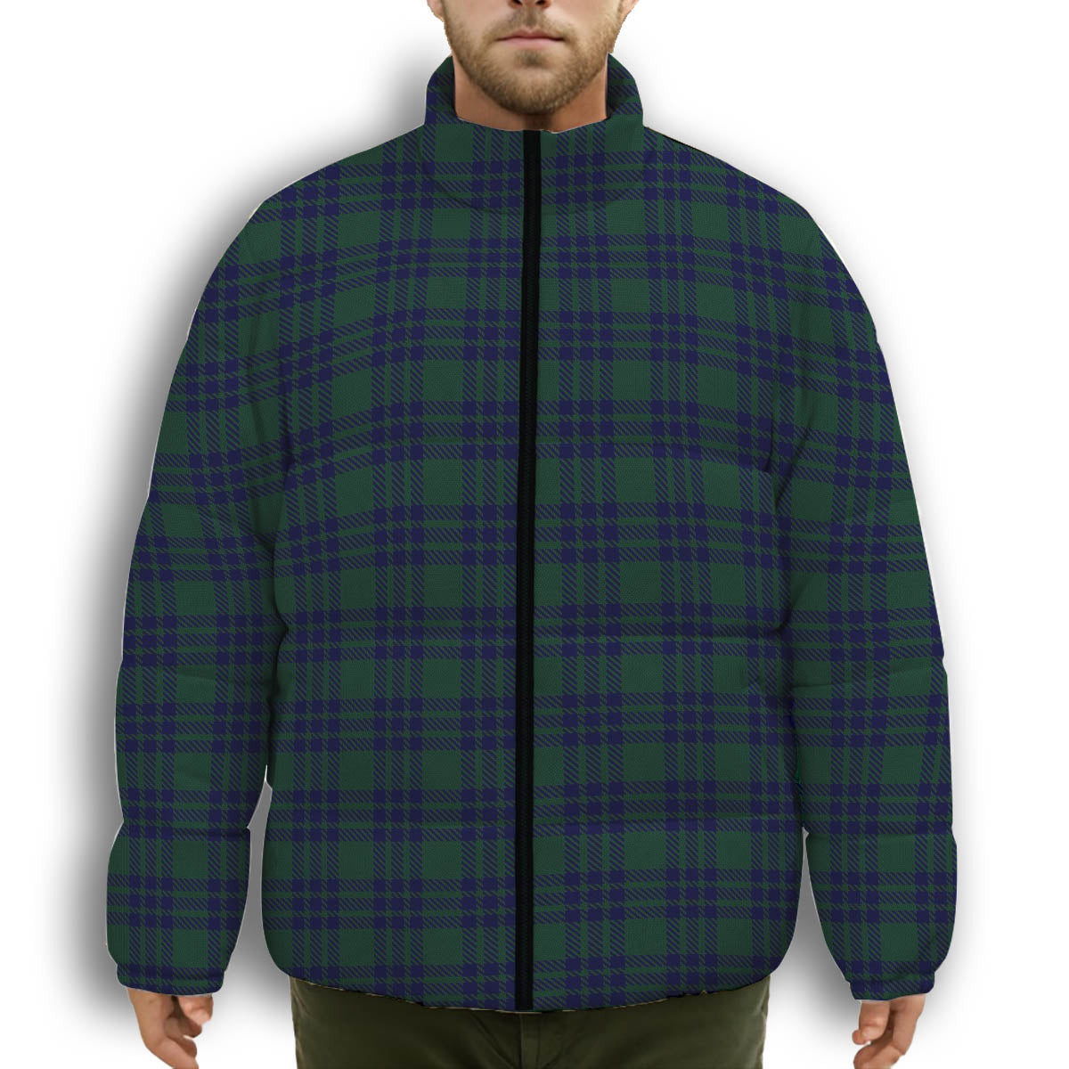 ScotsTee Shop Scottish Montgomery Premium Tartan Collar Down Jacket Winter White Duck Down Plaid