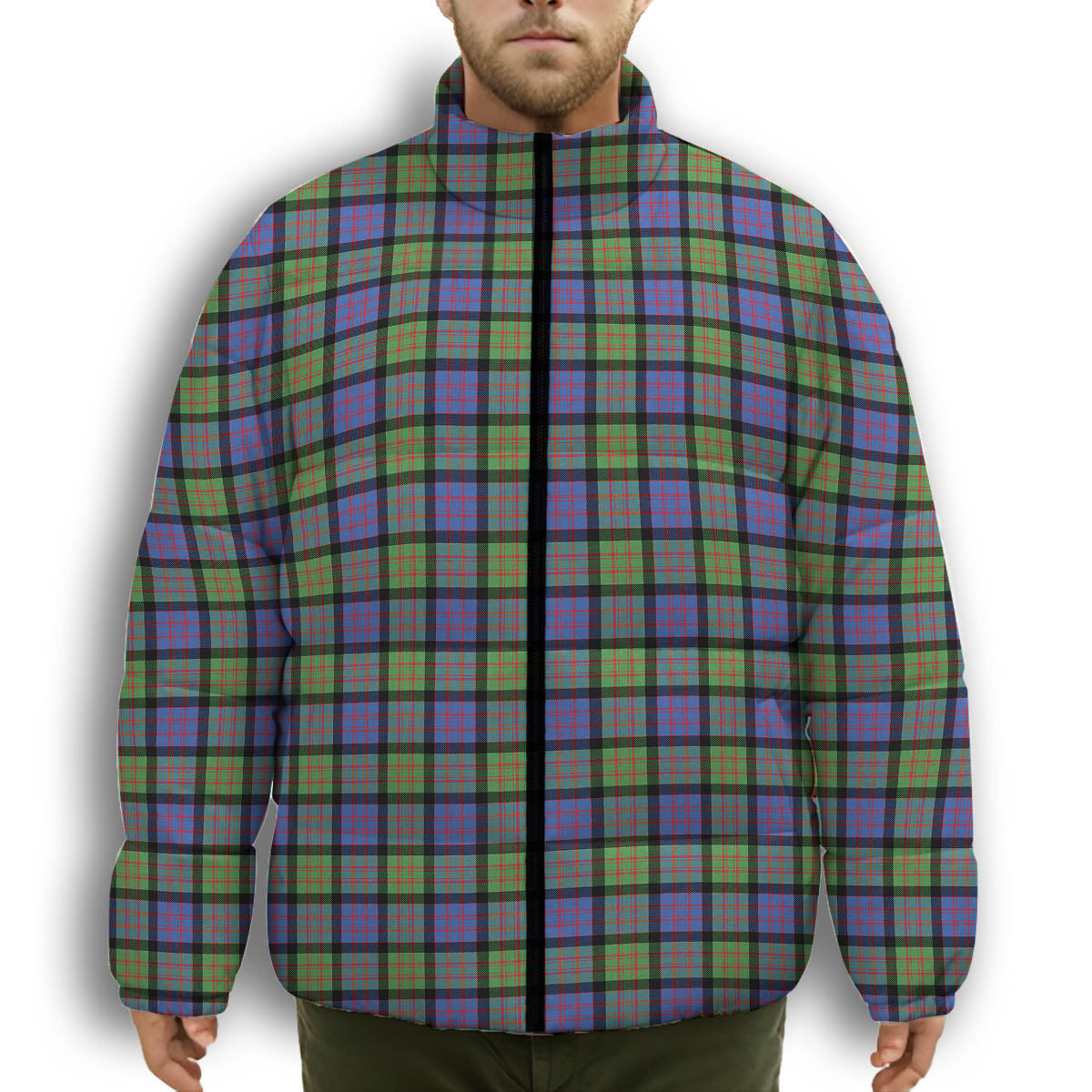 ScotsTee Shop Scottish MacDonald Ancient Premium Tartan Collar Down Jacket Winter White Duck Down Plaid