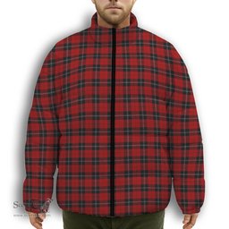ScotsTee Shop Scottish Ramsay Premium Tartan Collar Down Jacket Winter White Duck Down Plaid