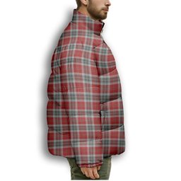 ScotsTee Shop Scottish MacLean of Duart Dress 2 Premium Tartan Collar Down Jacket Winter White Duck Down Plaid