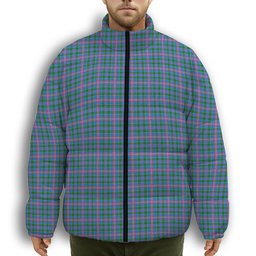 ScotsTee Shop Scottish Ralston Premium Tartan Collar Down Jacket Winter White Duck Down Plaid