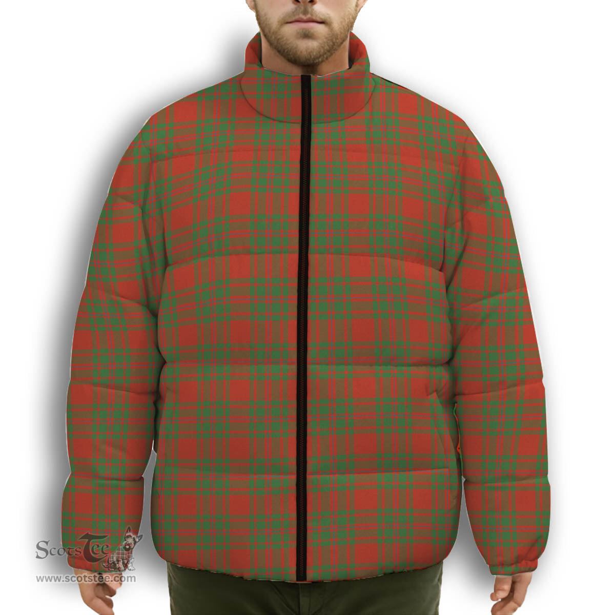 ScotsTee Shop Scottish McIntosh Red Ancient Premium Tartan Collar Down Jacket Winter White Duck Down Plaid
