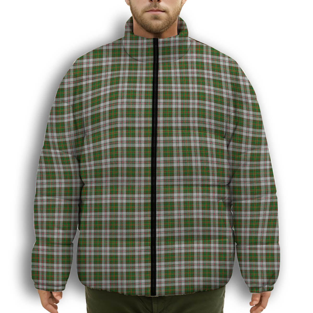 ScotsTee Shop Scottish Hay White Dress Premium Tartan Collar Down Jacket Winter White Duck Down Plaid