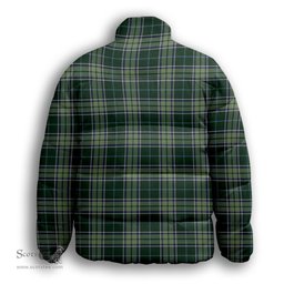 ScotsTee Shop Scottish Manx Ellan Vannin Premium Tartan Collar Down Jacket Winter White Duck Down Plaid