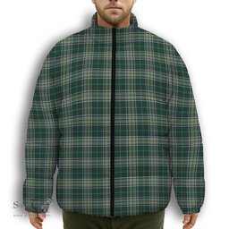 ScotsTee Shop Scottish Manx Ellan Vannin Premium Tartan Collar Down Jacket Winter White Duck Down Plaid