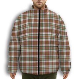 ScotsTee Shop Scottish MacAlister Dress Ancient Premium Tartan Collar Down Jacket Winter White Duck Down Plaid
