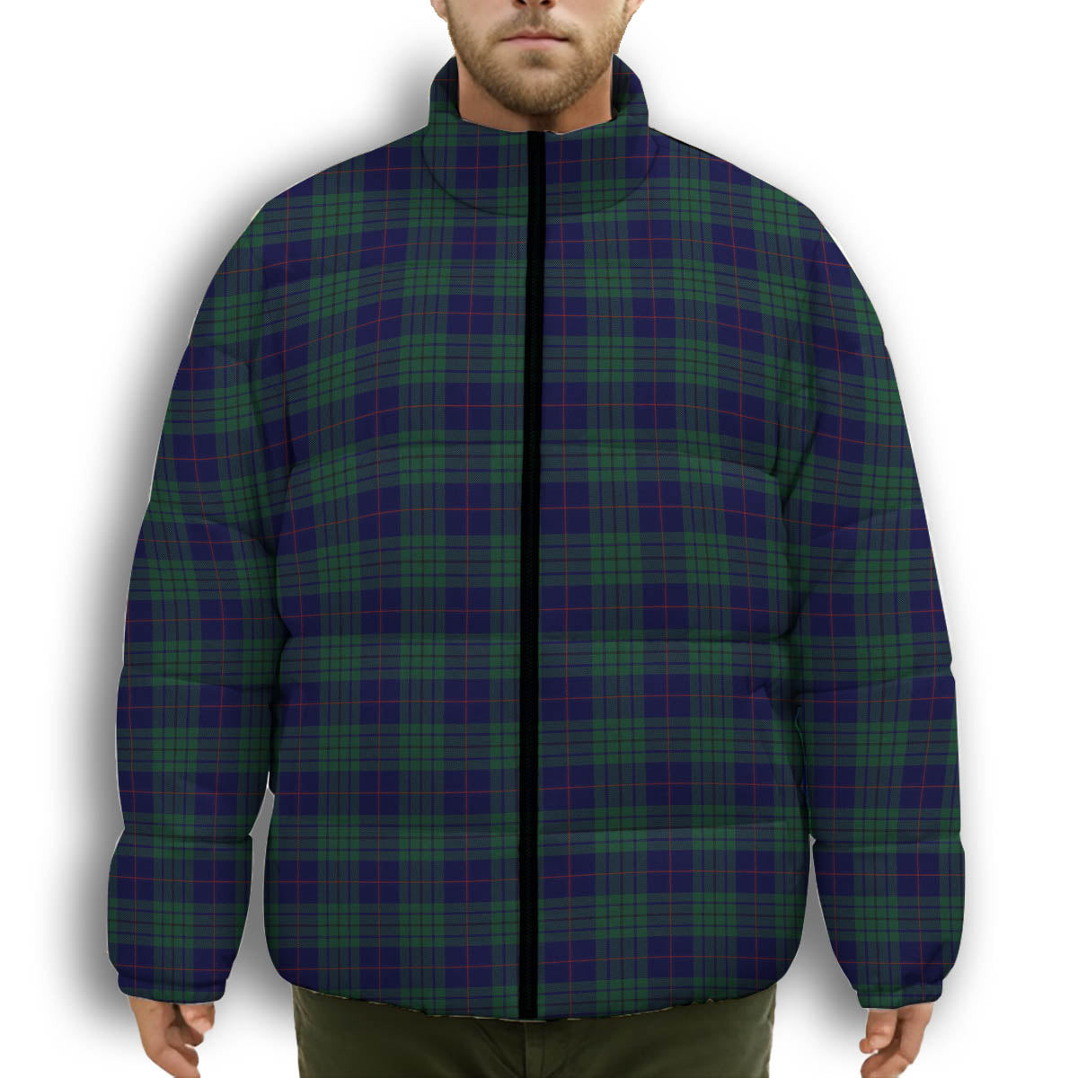 ScotsTee Shop Scottish Hutton Premium Tartan Collar Down Jacket Winter White Duck Down Plaid
