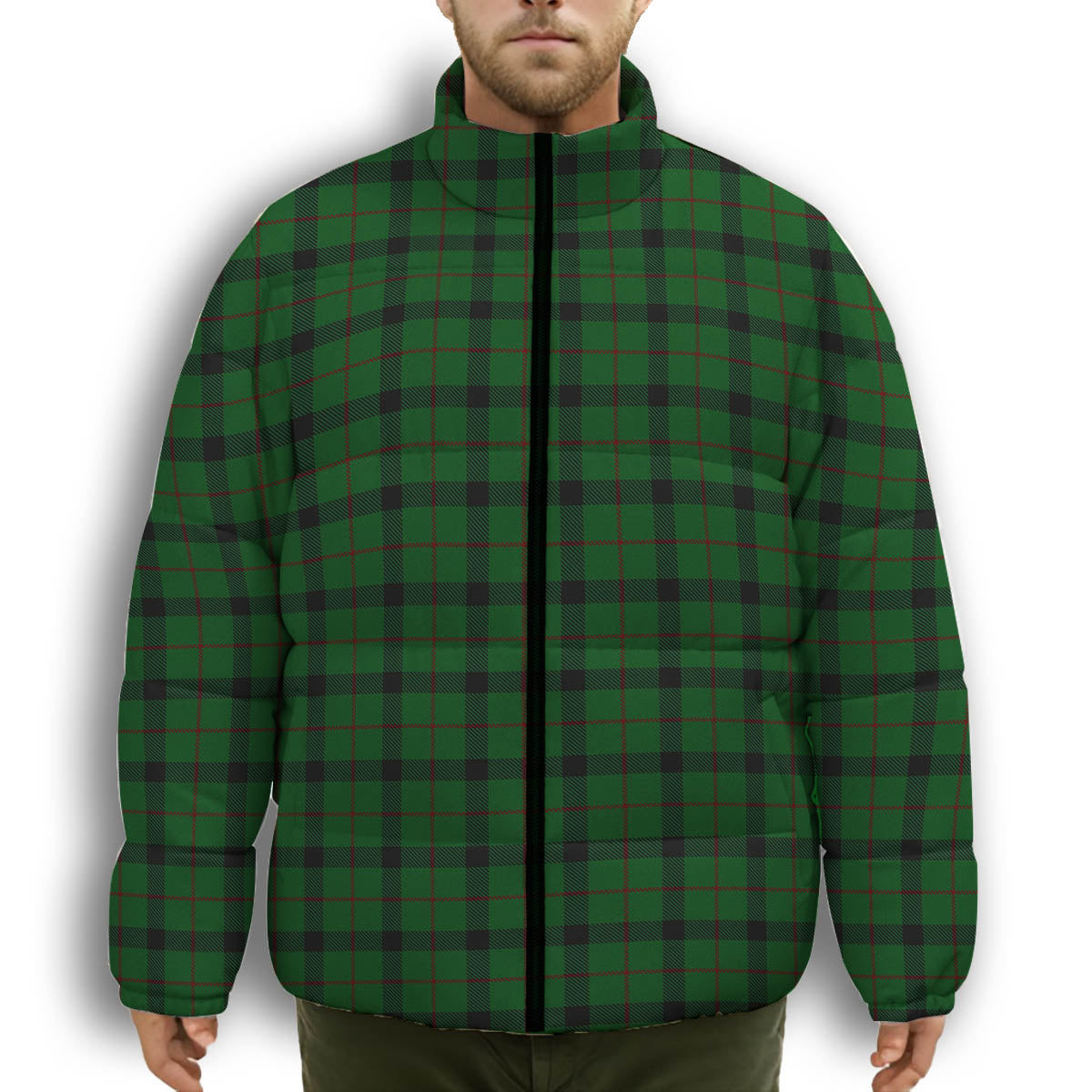 ScotsTee Shop Scottish Kincaid Premium Tartan Collar Down Jacket Winter White Duck Down Plaid