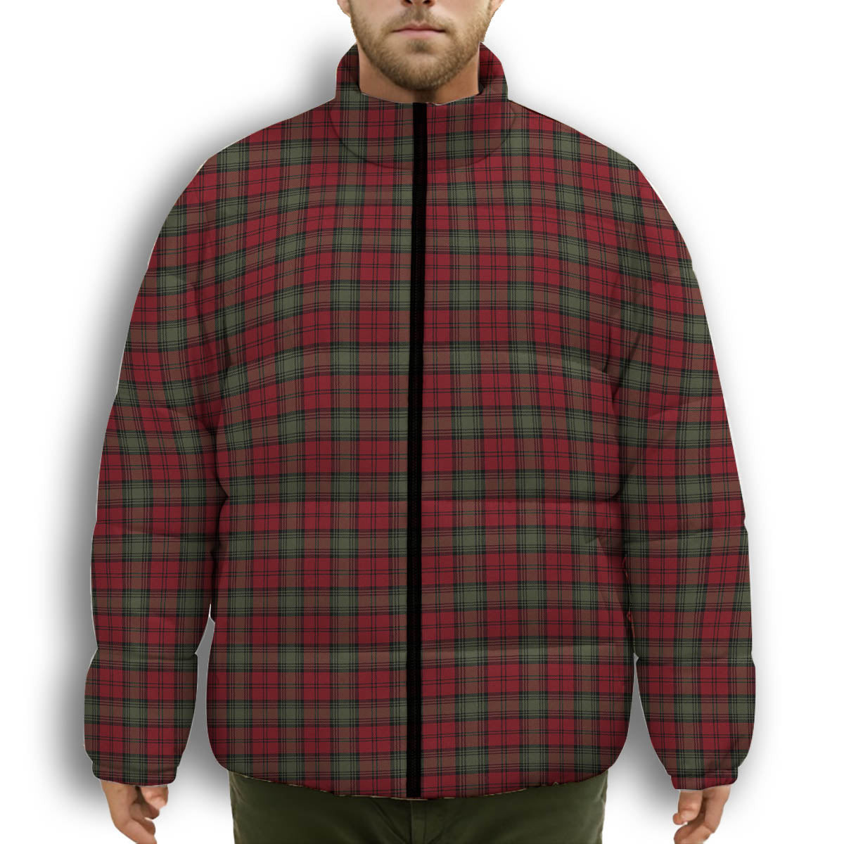 ScotsTee Shop Scottish Lindsay #2 Ancient Clan Premium Tartan Collar Down Jacket Winter White Duck Down Plaid