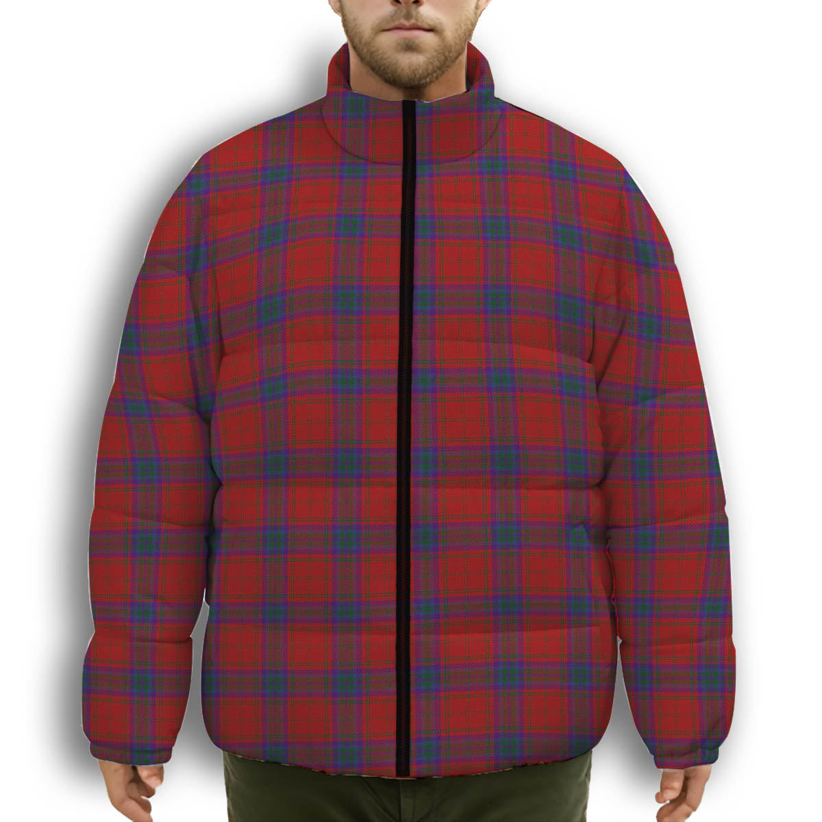 ScotsTee Shop Scottish MacDougall 1842 Premium Tartan Collar Down Jacket Winter White Duck Down Plaid