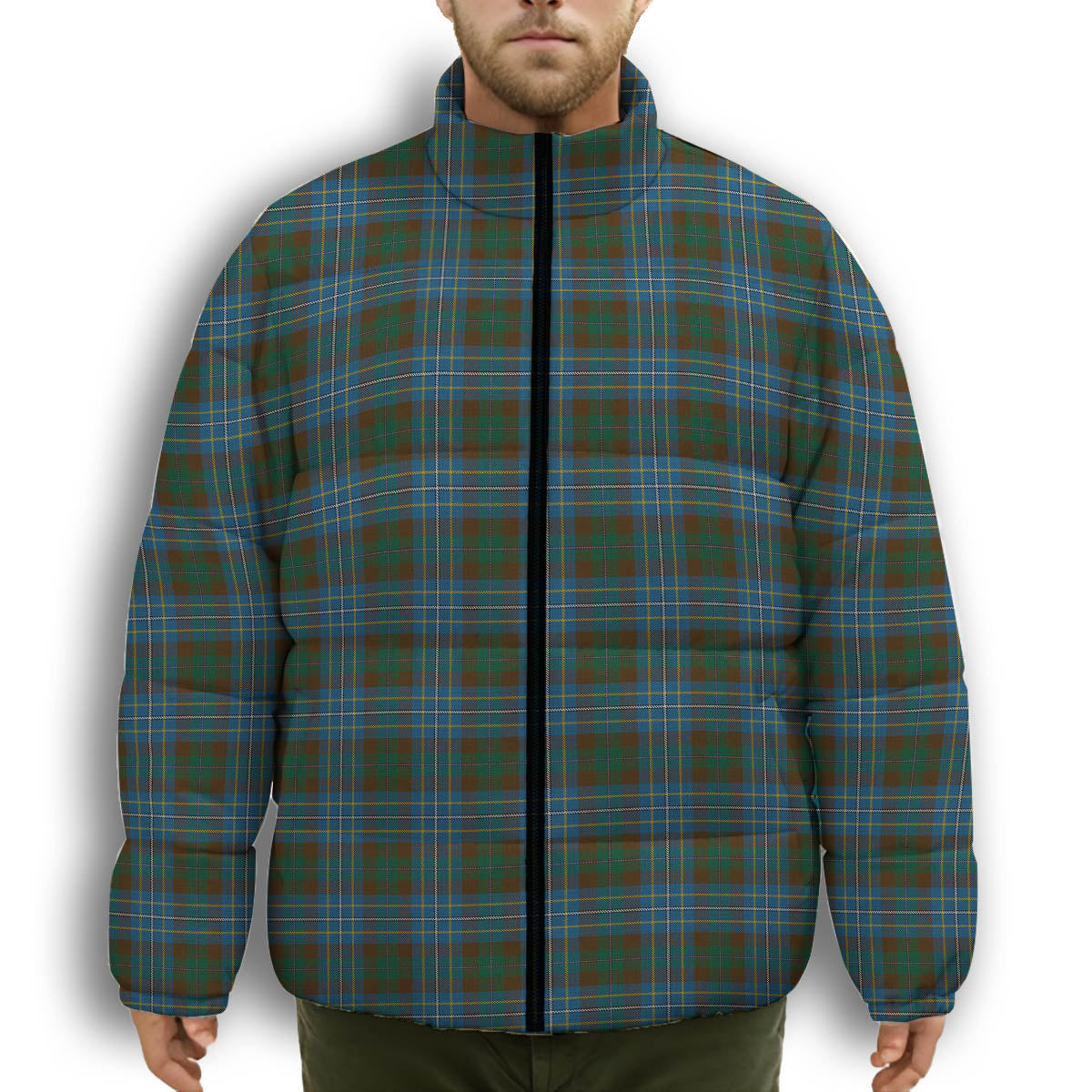 ScotsTee Shop Scottish Hughes Interconnection Int Premium Tartan Collar Down Jacket Winter White Duck Down Plaid