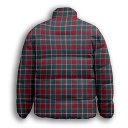 ScotsTee Shop Scottish Spence Modern Clan Premium Tartan Collar Down Jacket Winter White Duck Down Plaid