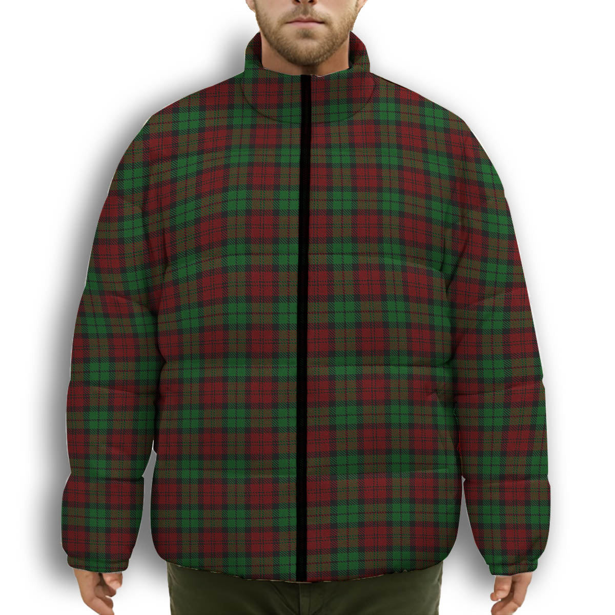 ScotsTee Shop Scottish MacCormick Dress Premium Tartan Collar Down Jacket Winter White Duck Down Plaid
