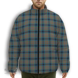 ScotsTee Shop Scottish McThomas Hunting Ancient Premium Tartan Collar Down Jacket Winter White Duck Down Plaid