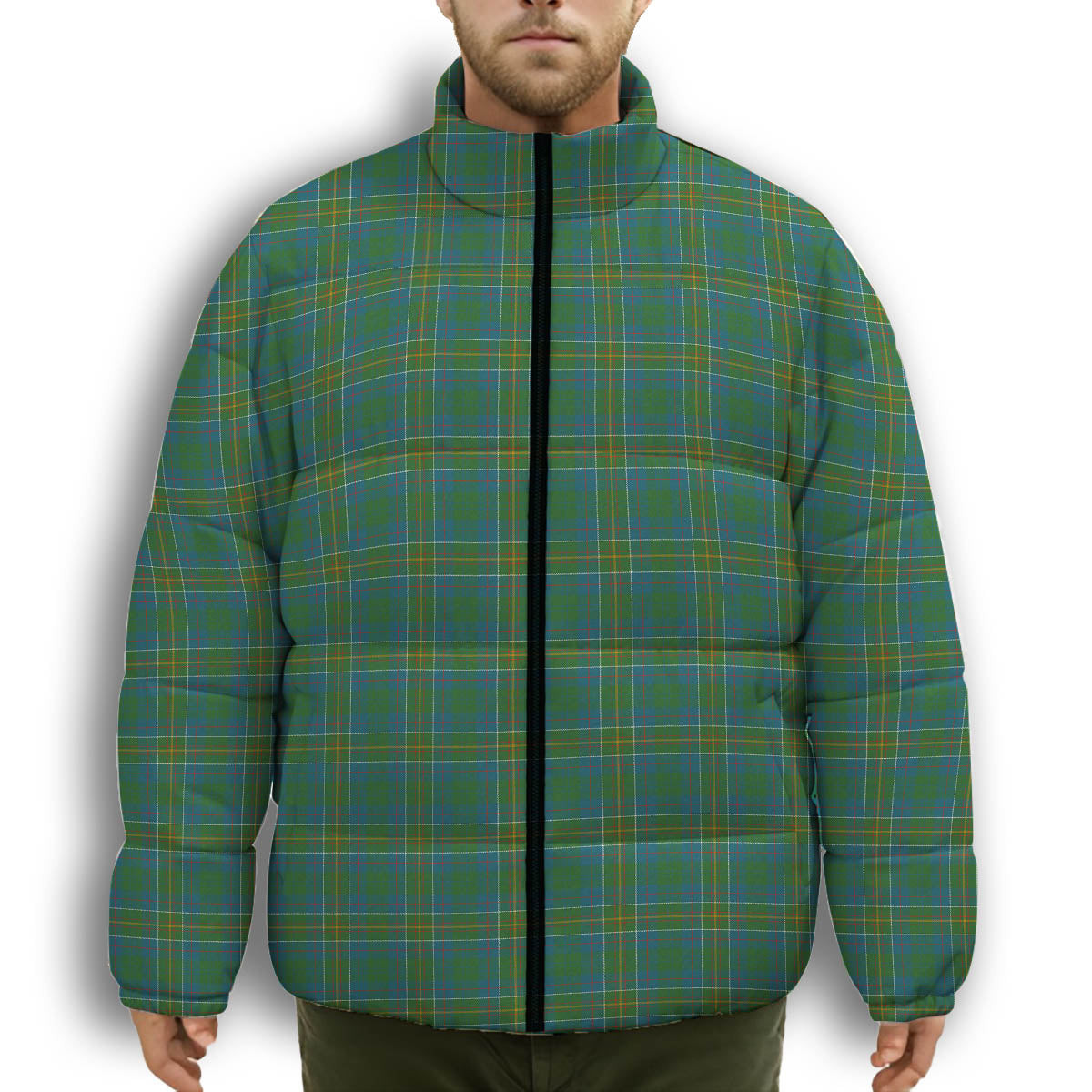 ScotsTee Shop Scottish Hunter of Hunterston Ancient Premium Tartan Collar Down Jacket Winter White Duck Down Plaid
