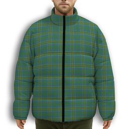 ScotsTee Shop Scottish Hunter of Hunterston Ancient Premium Tartan Collar Down Jacket Winter White Duck Down Plaid