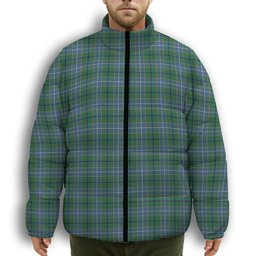 ScotsTee Shop Scottish Wishart Hunting Ancient Premium Tartan Collar Down Jacket Winter White Duck Down Plaid