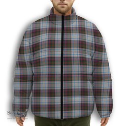 ScotsTee Shop Scottish MacDonald Dress Ancient Premium Tartan Collar Down Jacket Winter White Duck Down Plaid