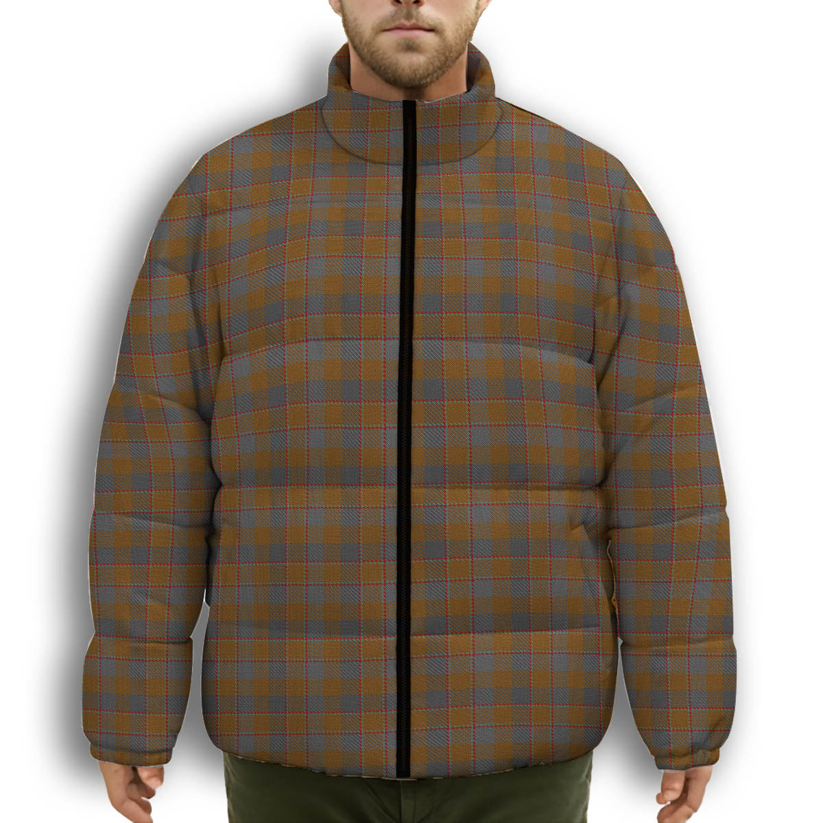 ScotsTee Shop Scottish Jardine 1 Premium Tartan Collar Down Jacket Winter White Duck Down Plaid