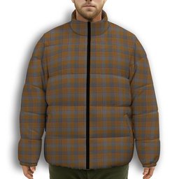 ScotsTee Shop Scottish Jardine 1 Premium Tartan Collar Down Jacket Winter White Duck Down Plaid