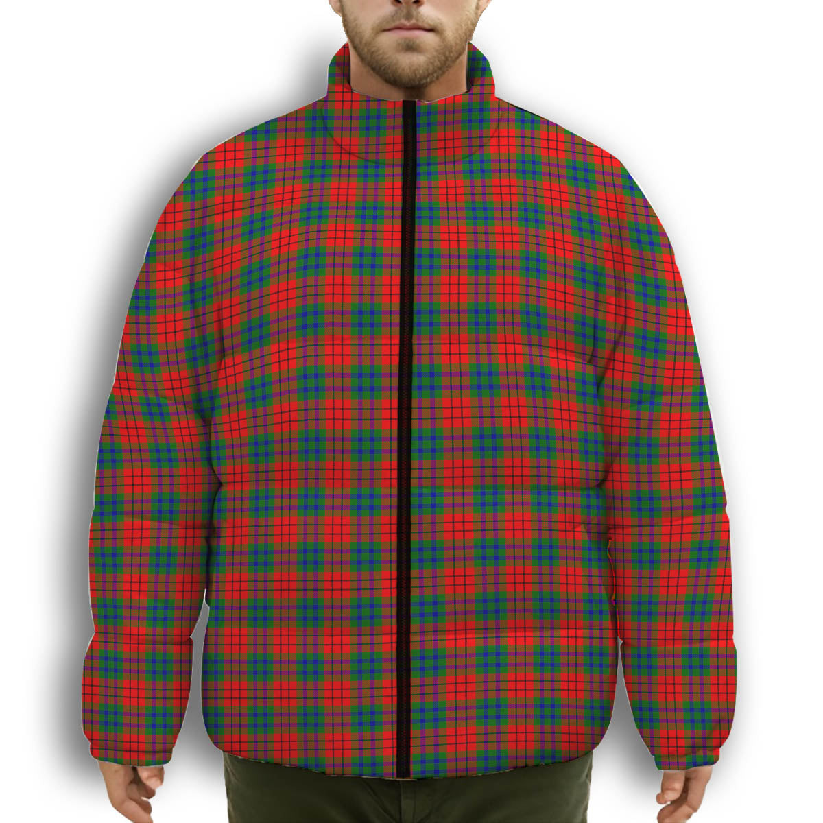 ScotsTee Shop Scottish Tulsa District Premium Tartan Collar Down Jacket Winter White Duck Down Plaid