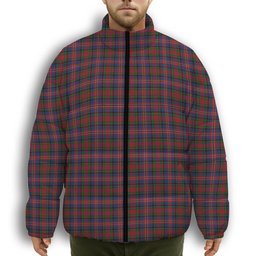 ScotsTee Shop Scottish MacPherson 7 Premium Tartan Collar Down Jacket Winter White Duck Down Plaid