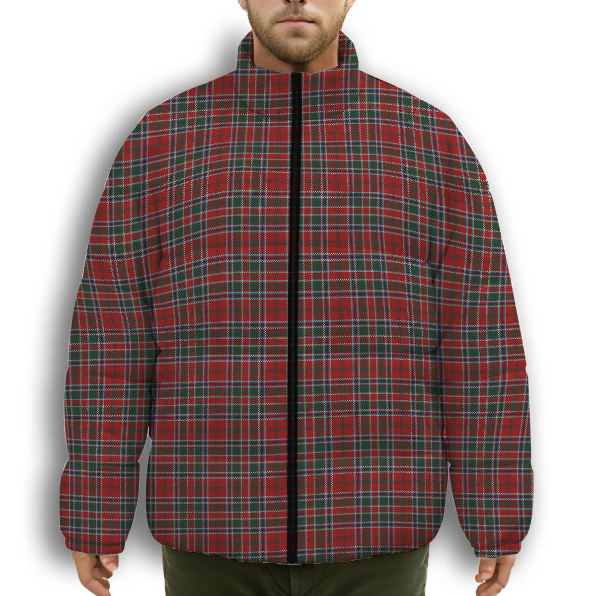 ScotsTee Shop Scottish McDonald of Lochmaddy Premium Tartan Collar Down Jacket Winter White Duck Down Plaid