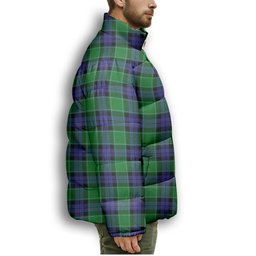 ScotsTee Shop Scottish Monteith Premium Tartan Collar Down Jacket Winter White Duck Down Plaid