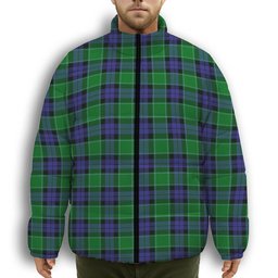 ScotsTee Shop Scottish Monteith Premium Tartan Collar Down Jacket Winter White Duck Down Plaid