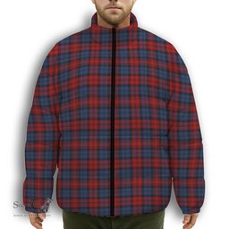 ScotsTee Shop Scottish MacLachlan 2 Premium Tartan Collar Down Jacket Winter White Duck Down Plaid