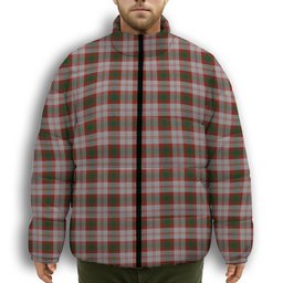 ScotsTee Shop Scottish Lindsay Dress Red Premium Tartan Collar Down Jacket Winter White Duck Down Plaid