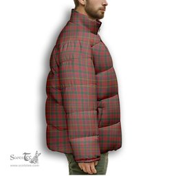 ScotsTee Shop Scottish MacAlister 1880 Premium Tartan Collar Down Jacket Winter White Duck Down Plaid