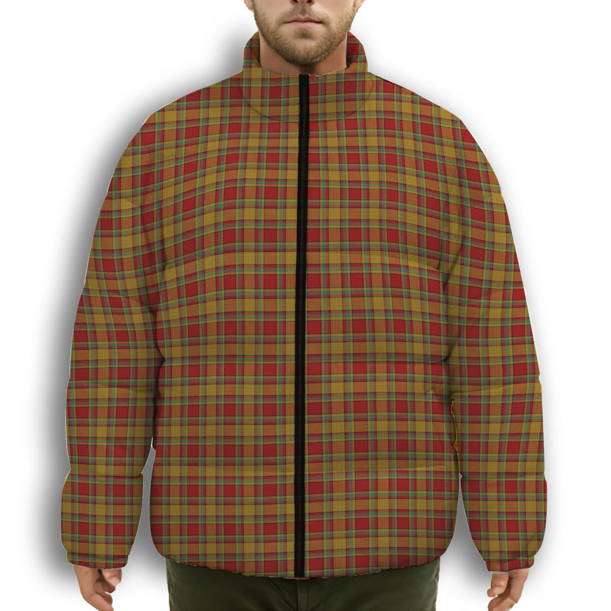 ScotsTee Shop Scottish Scrimgeour of Glassary Premium Tartan Collar Down Jacket Winter White Duck Down Plaid